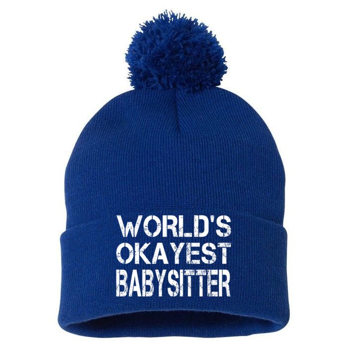 World's Okayest Sitter Gift Pom Pom 12in Knit Beanie