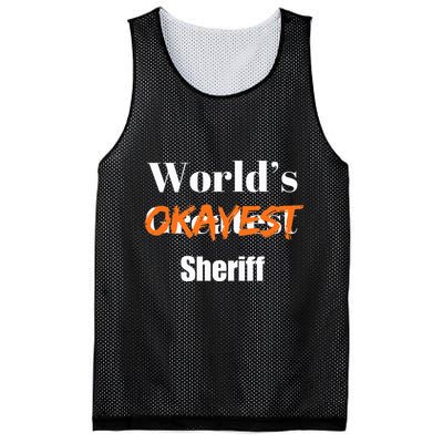 World Okayest Sheriff Sheriffs Sarcasm Sarcastic Humor Mesh Reversible Basketball Jersey Tank