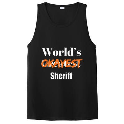 World Okayest Sheriff Sheriffs Sarcasm Sarcastic Humor PosiCharge Competitor Tank