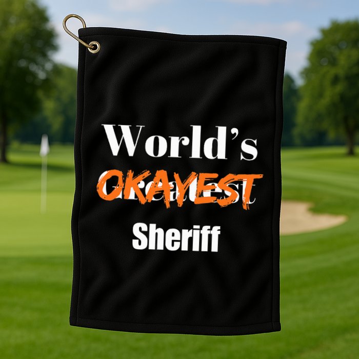 World Okayest Sheriff Sheriffs Sarcasm Sarcastic Humor Golf Towel