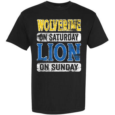 Wolverine On Saturday Lion On Sunday Detroit Garment-Dyed Heavyweight T-Shirt