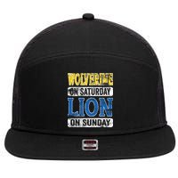 Wolverine On Saturday Lion On Sunday Detroit 7 Panel Mesh Trucker Snapback Hat