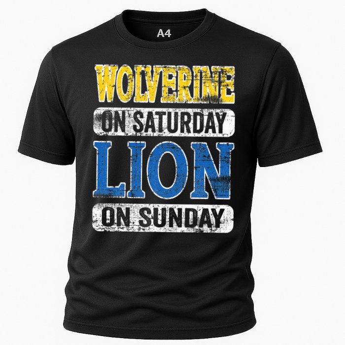 Wolverine On Saturday Lion On Sunday Detroit Cooling Performance Crew T-Shirt