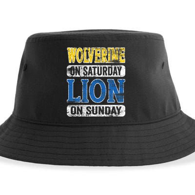 Wolverine On Saturday Lion On Sunday Detroit Sustainable Bucket Hat