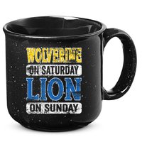 Wolverine On Saturday Lion On Sunday Detroit 15oz Campfire Ceramic Mug