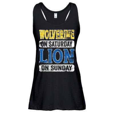 Wolverine On Saturday Lion On Sunday Detroit Ladies Essential Flowy Tank