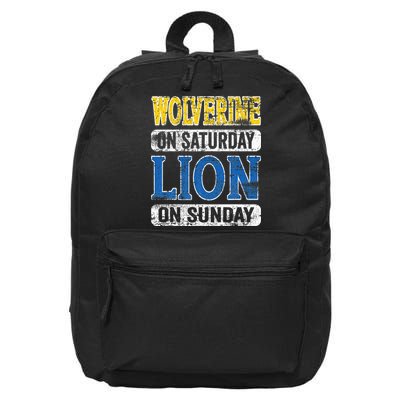 Wolverine On Saturday Lion On Sunday Detroit 16 in Basic Backpack