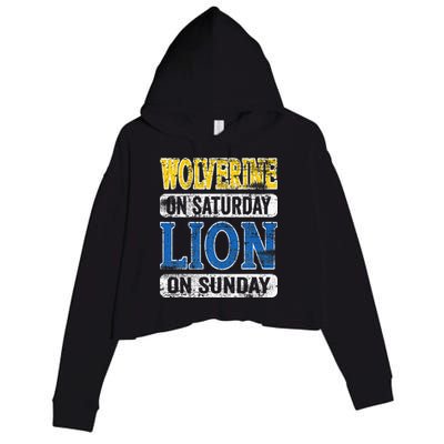 Wolverine On Saturday Lion On Sunday Detroit Crop Fleece Hoodie