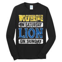 Wolverine On Saturday Lion On Sunday Detroit Tall Long Sleeve T-Shirt