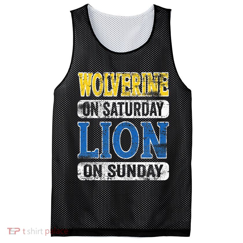 Wolverine On Saturday Lion On Sunday Detroit Mesh Reversible Basketball Jersey Tank