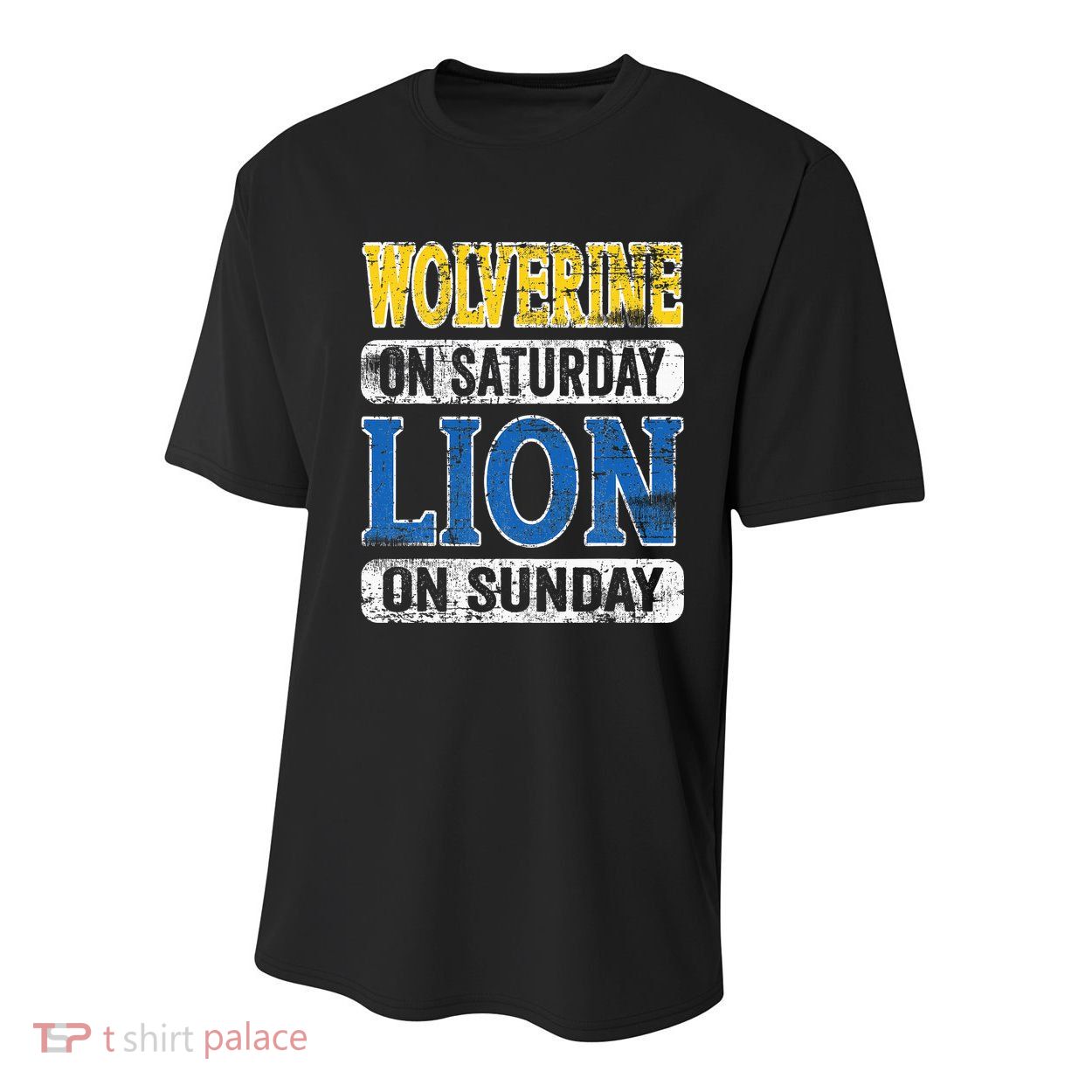 Wolverine On Saturday Lion On Sunday Detroit Youth Performance Sprint T-Shirt