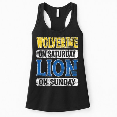 Wolverine On Saturday Lion On Sunday Detroit Womens Tank Top