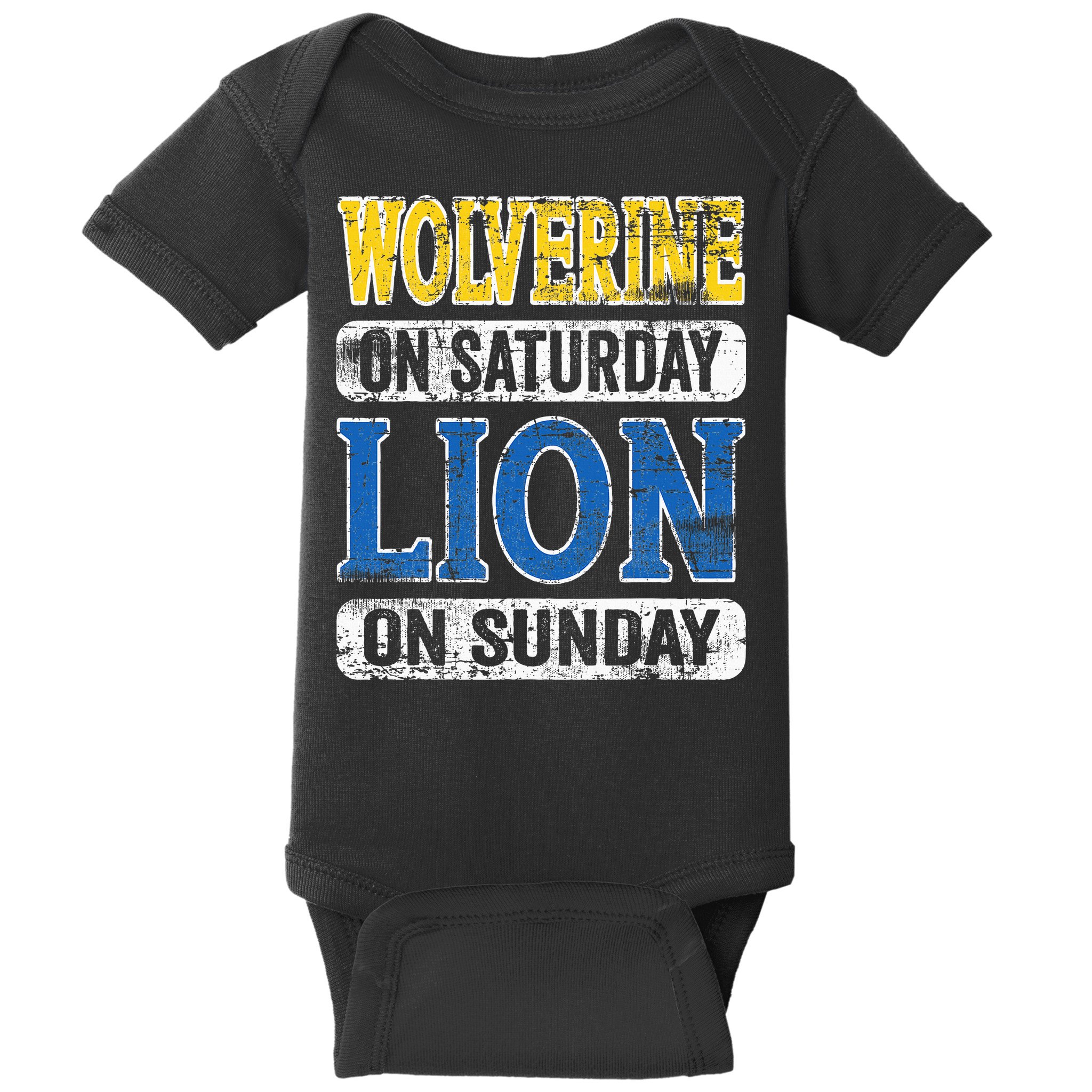 Wolverine On Saturday Lion On Sunday Detroit Baby Bodysuit