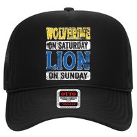 Wolverine On Saturday Lion On Sunday Detroit Trucker Hat