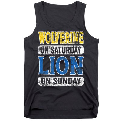 Wolverine On Saturday Lion On Sunday Detroit Tank Top