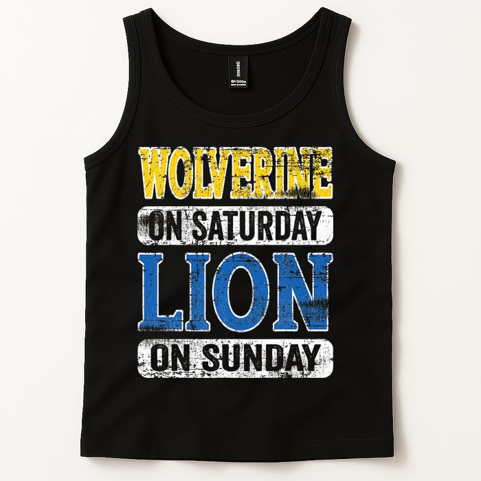 Wolverine On Saturday Lion On Sunday Detroit Tank Top