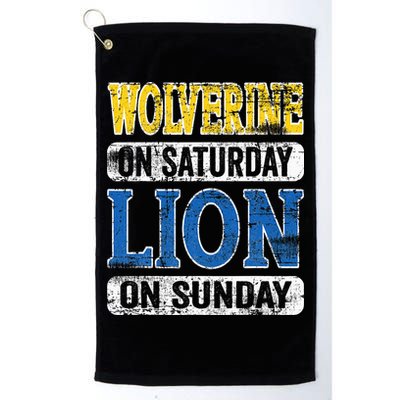 Wolverine On Saturday Lion On Sunday Detroit Golf Towel