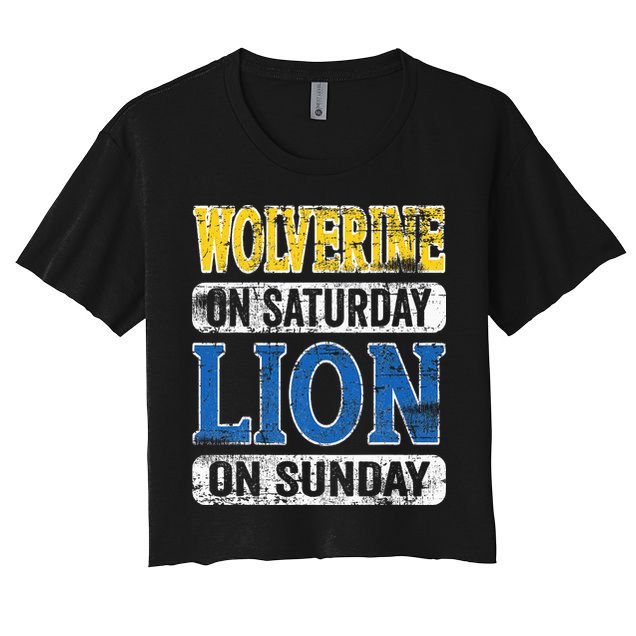 Wolverine On Saturday Lion On Sunday Detroit Crop Top