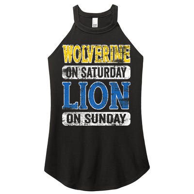 Wolverine On Saturday Lion On Sunday Detroit Women's Perfect Tri Rocker Tank