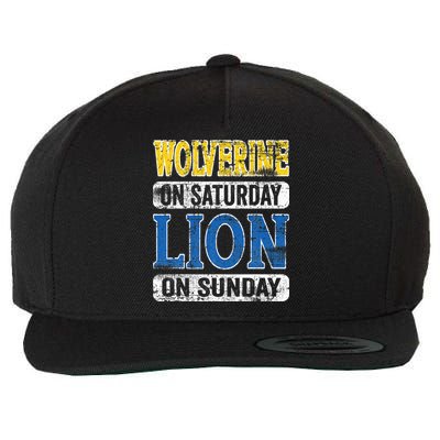 Wolverine On Saturday Lion On Sunday Detroit Wool Snapback Cap