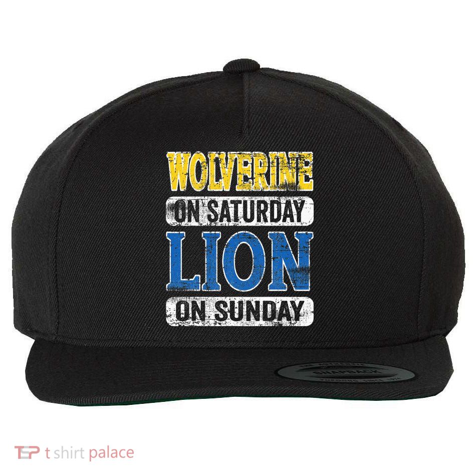 Wolverine On Saturday Lion On Sunday Detroit Wool Snapback Cap