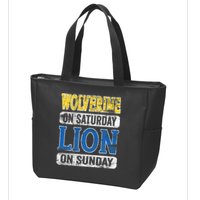 Wolverine On Saturday Lion On Sunday Detroit Zip Tote Bag