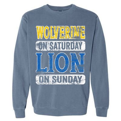 Wolverine On Saturday Lion On Sunday Detroit Garment-Dyed Sweatshirt