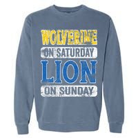 Wolverine On Saturday Lion On Sunday Detroit Garment-Dyed Sweatshirt