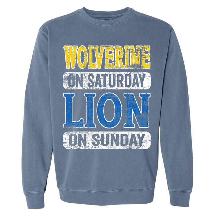 Wolverine On Saturday Lion On Sunday Detroit Garment-Dyed Sweatshirt