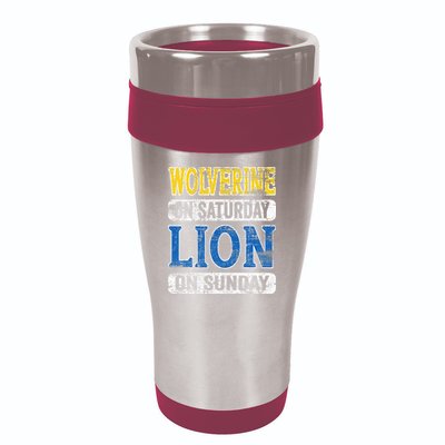Wolverine On Saturday Lion On Sunday Detroit 16oz Travel Tumbler