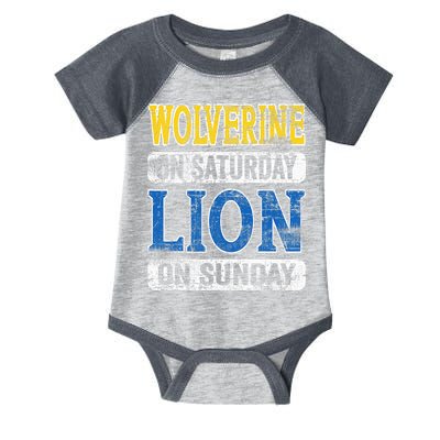 Wolverine On Saturday Lion On Sunday Detroit Infant Baby Jersey Bodysuit