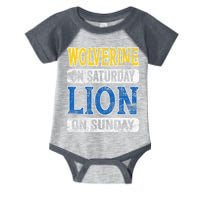Wolverine On Saturday Lion On Sunday Detroit Infant Baby Jersey Bodysuit