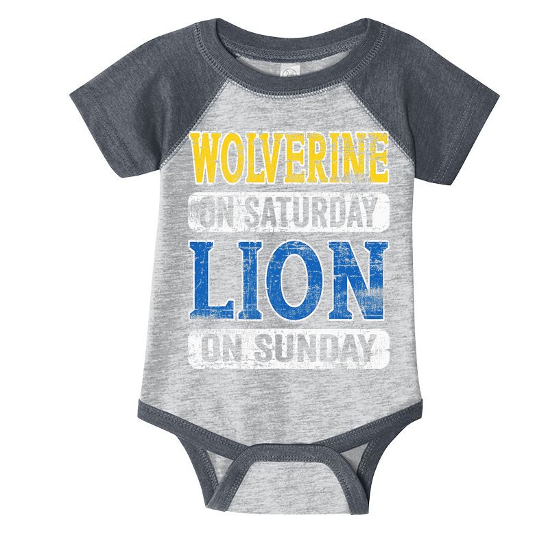 Wolverine On Saturday Lion On Sunday Detroit Infant Baby Jersey Bodysuit