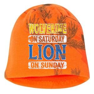 Wolverine On Saturday Lion On Sunday Funny Kati - Camo Knit Beanie