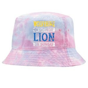 Wolverine On Saturday Lion On Sunday Funny Tie-Dyed Bucket Hat