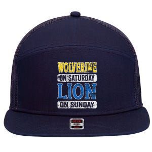 Wolverine On Saturday Lion On Sunday Funny 7 Panel Mesh Trucker Snapback Hat