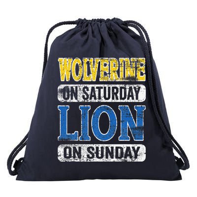 Wolverine On Saturday Lion On Sunday Funny Drawstring Bag