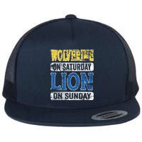 Wolverine On Saturday Lion On Sunday Funny Flat Bill Trucker Hat