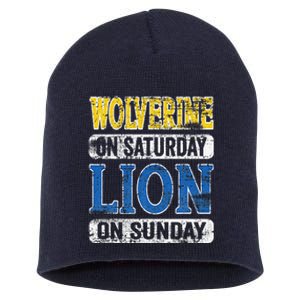 Wolverine On Saturday Lion On Sunday Funny Short Acrylic Beanie