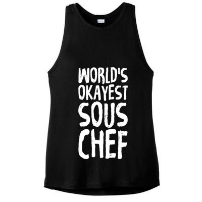 Worlds Okayest Sous Chef Funny Saying Tee For Unisex Cookin Gift Ladies PosiCharge Tri-Blend Wicking Tank
