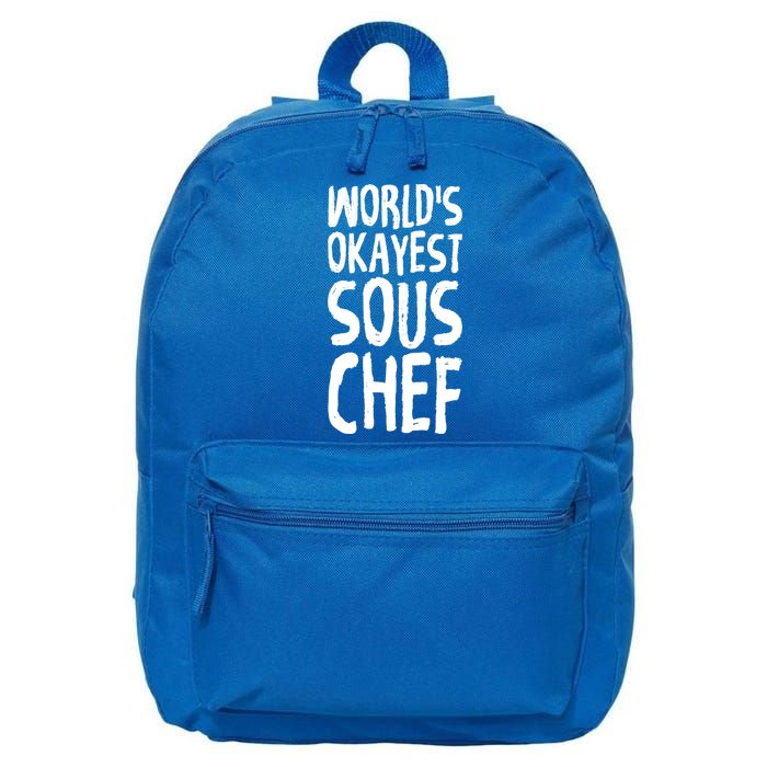 Worlds Okayest Sous Chef Funny Saying Tee For Unisex Cookin Gift 16 in Basic Backpack
