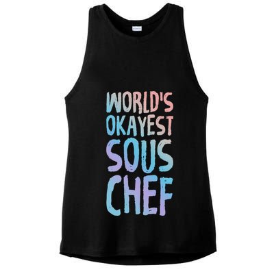 Worlds Okayest Sous Chef Funny Saying Tee For Unisex Cookin Funny Gift Ladies PosiCharge Tri-Blend Wicking Tank