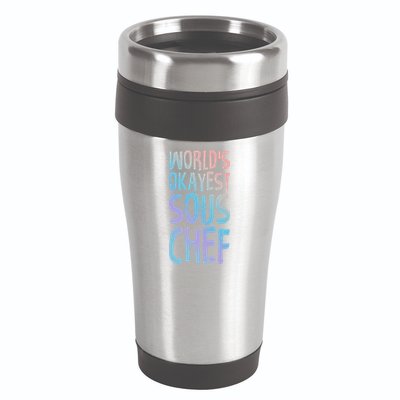 Worlds Okayest Sous Chef Funny Saying Tee For Unisex Cookin Funny Gift 16oz Travel Tumbler
