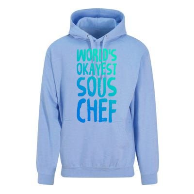 Worlds Okayest Sous Chef Funny Saying Tee For Unisex Cookin Gift Unisex Surf Hoodie