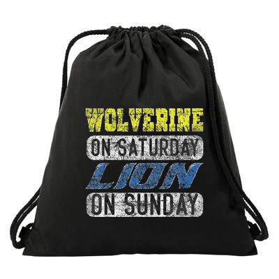 Wolverine On Saturday Lion On Sunday Drawstring Bag