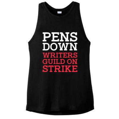 WGA On Strike Pens Down Ladies PosiCharge Tri-Blend Wicking Tank