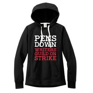 WGA On Strike Pens Down Women's Fleece Hoodie