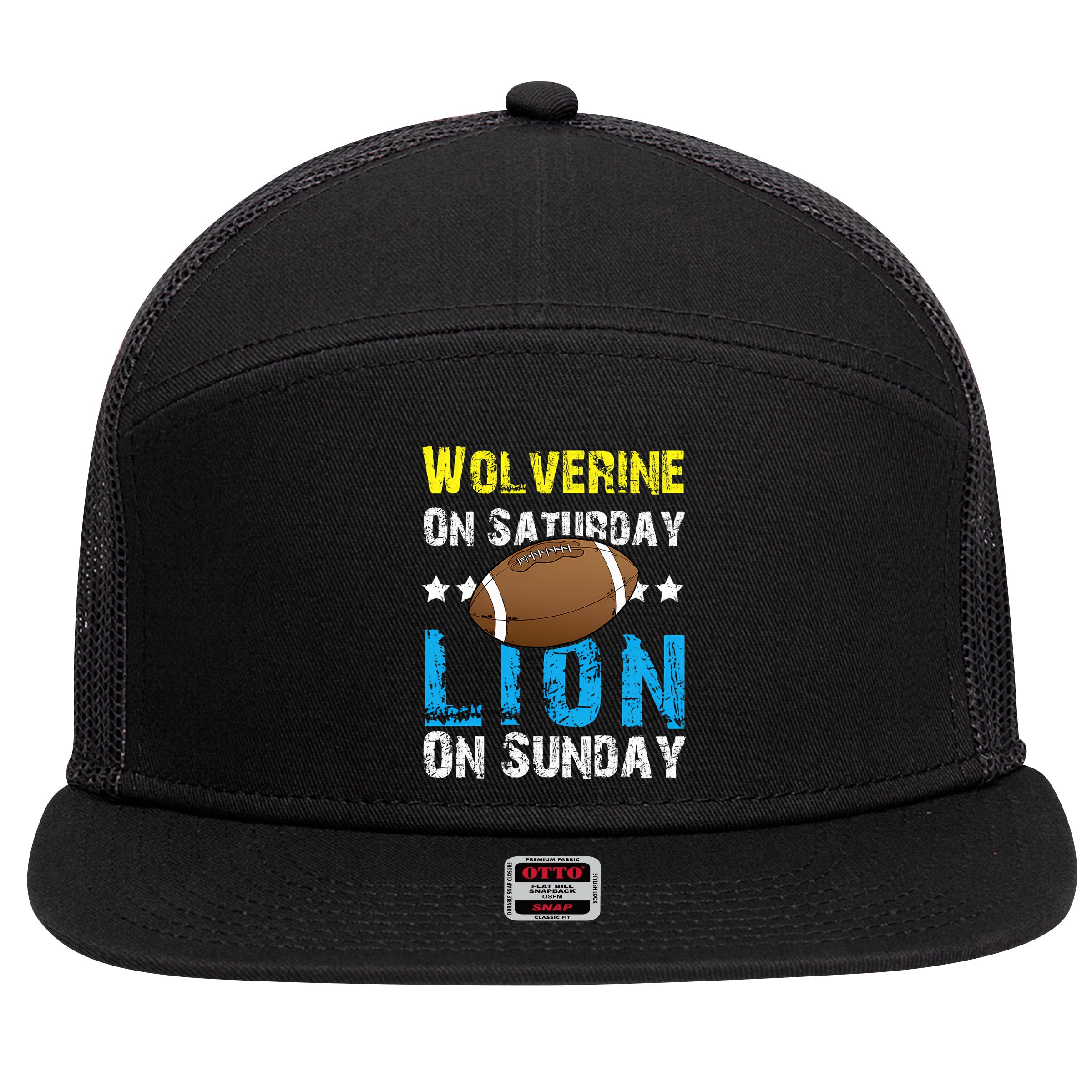 Wolverine On Saturday Lion On Sunday 7 Panel Mesh Trucker Snapback Hat