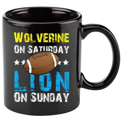 Wolverine On Saturday Lion On Sunday 11oz C Handle Ceramic Mug