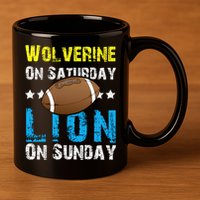 Wolverine On Saturday Lion On Sunday 11oz C Handle Ceramic Mug